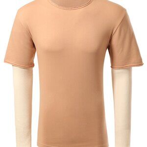 Jetbang Men's Long Sleeve Layered T Shirt Tan